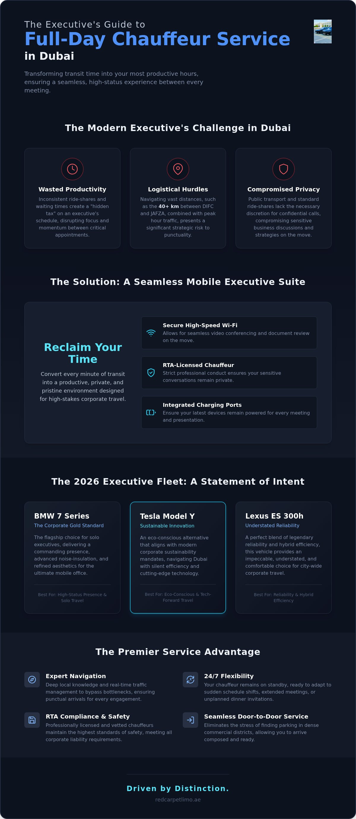 Dubai Business Chauffeur: 2026 Executive Guide infographic