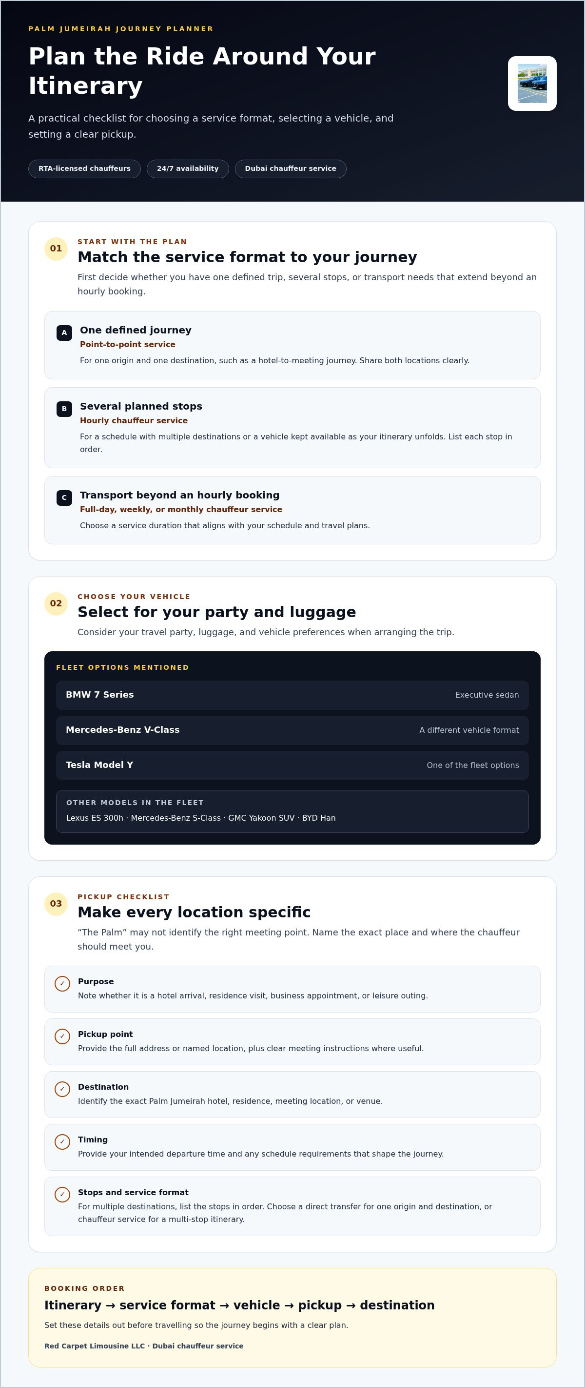 Private Car Service to Palm Jumeirah: A Dubai Booking Guide infographic