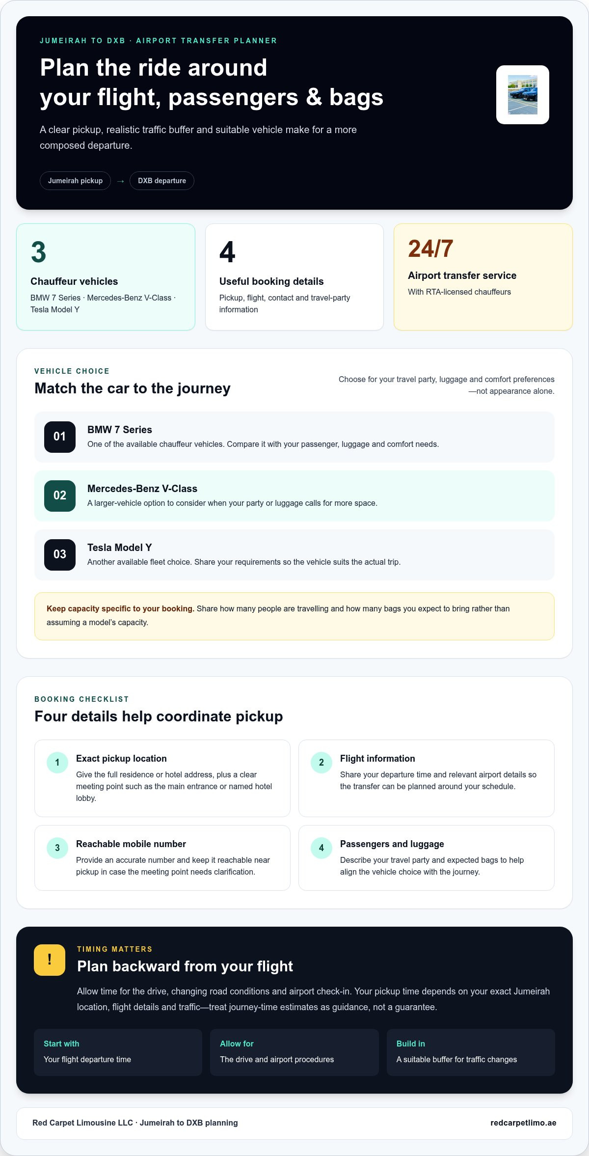 Jumeirah to DXB Car Service: Seamless Airport Transfer infographic