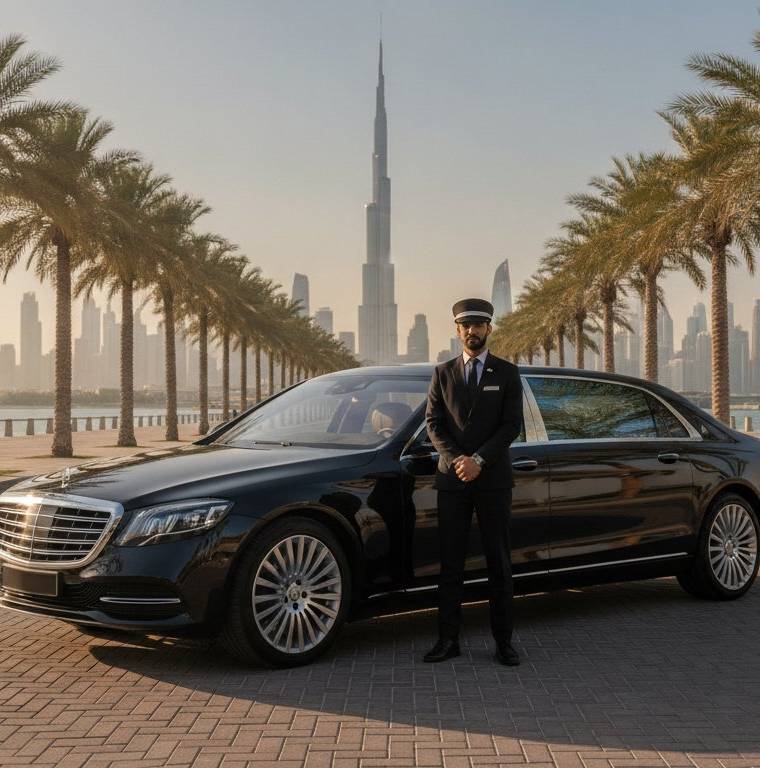 Luxury car with professional driver in Dubai