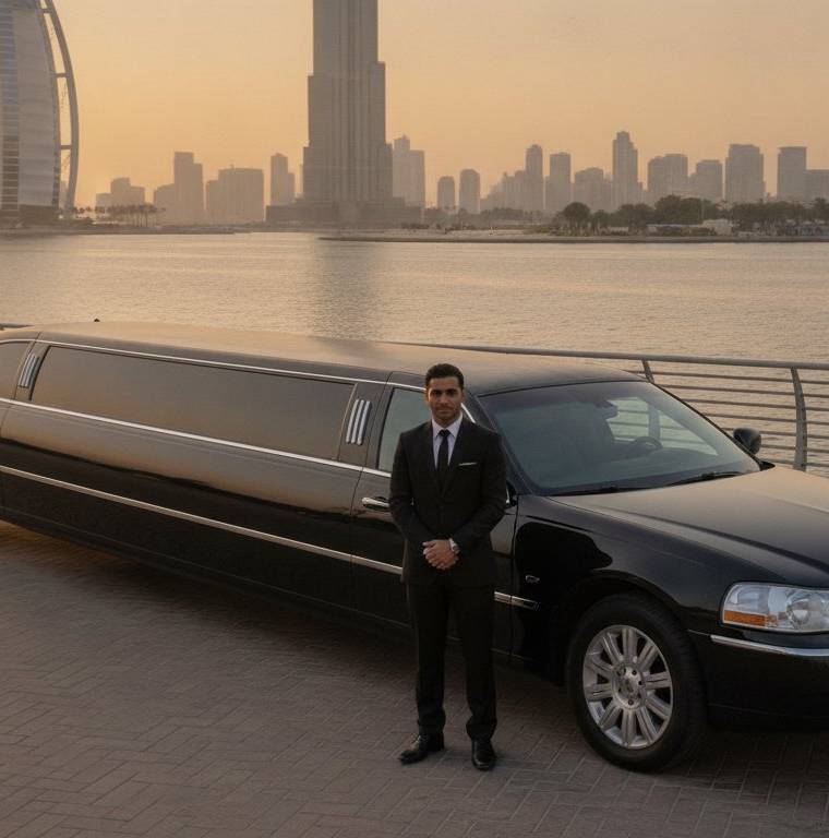 Wedding limousine chauffeur service in Dubai with luxury bridal car
