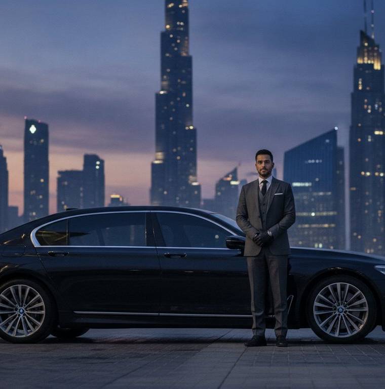Discreet chauffeur service in Dubai with executive luxury sedan