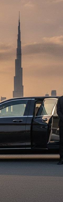 Luxury chauffeur-driven sedan on the Dubai to Ras Al Khaimah route