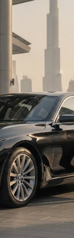 Luxury chauffeur car on the Dubai to Ras Al Khaimah highway