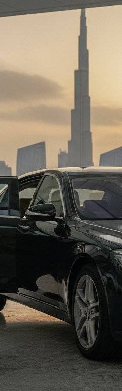 Luxury chauffeur-driven sedan at Zayed International Airport Abu Dhabi