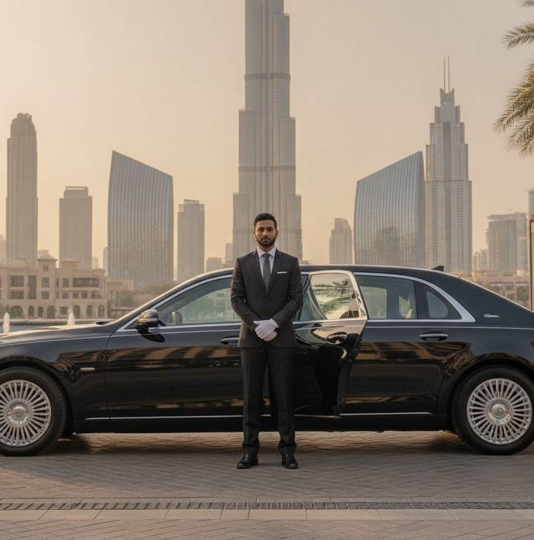 Luxury chauffeur-driven car travelling from Dubai to Sharjah