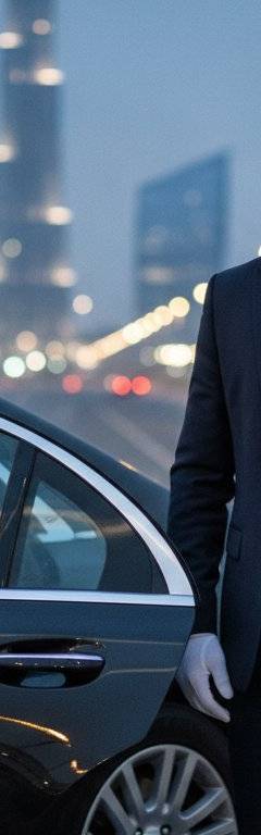 Celebrity stepping out of a luxury limousine in Dubai at night